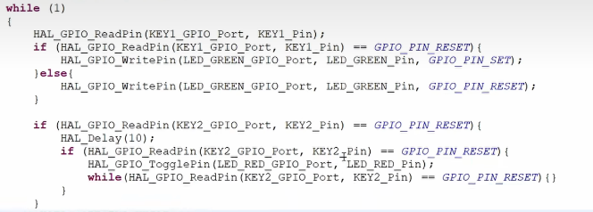 stm32内置GPIO上拉输入和下拉输入